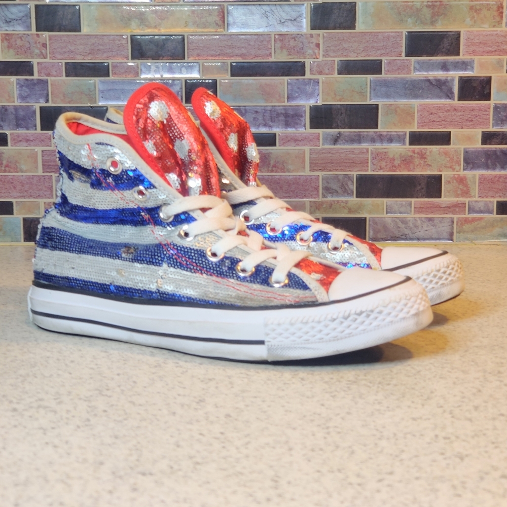 Converse American Flag Sequins High Top Sneakers